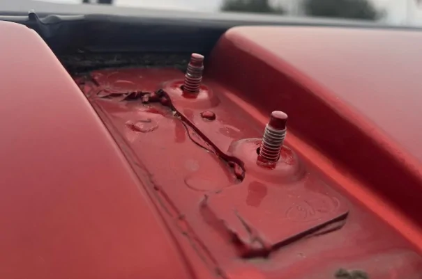 Ford Bronco Stripped Mounting Stud above windshield BroncoWindshieldFrameAttachmentPoint