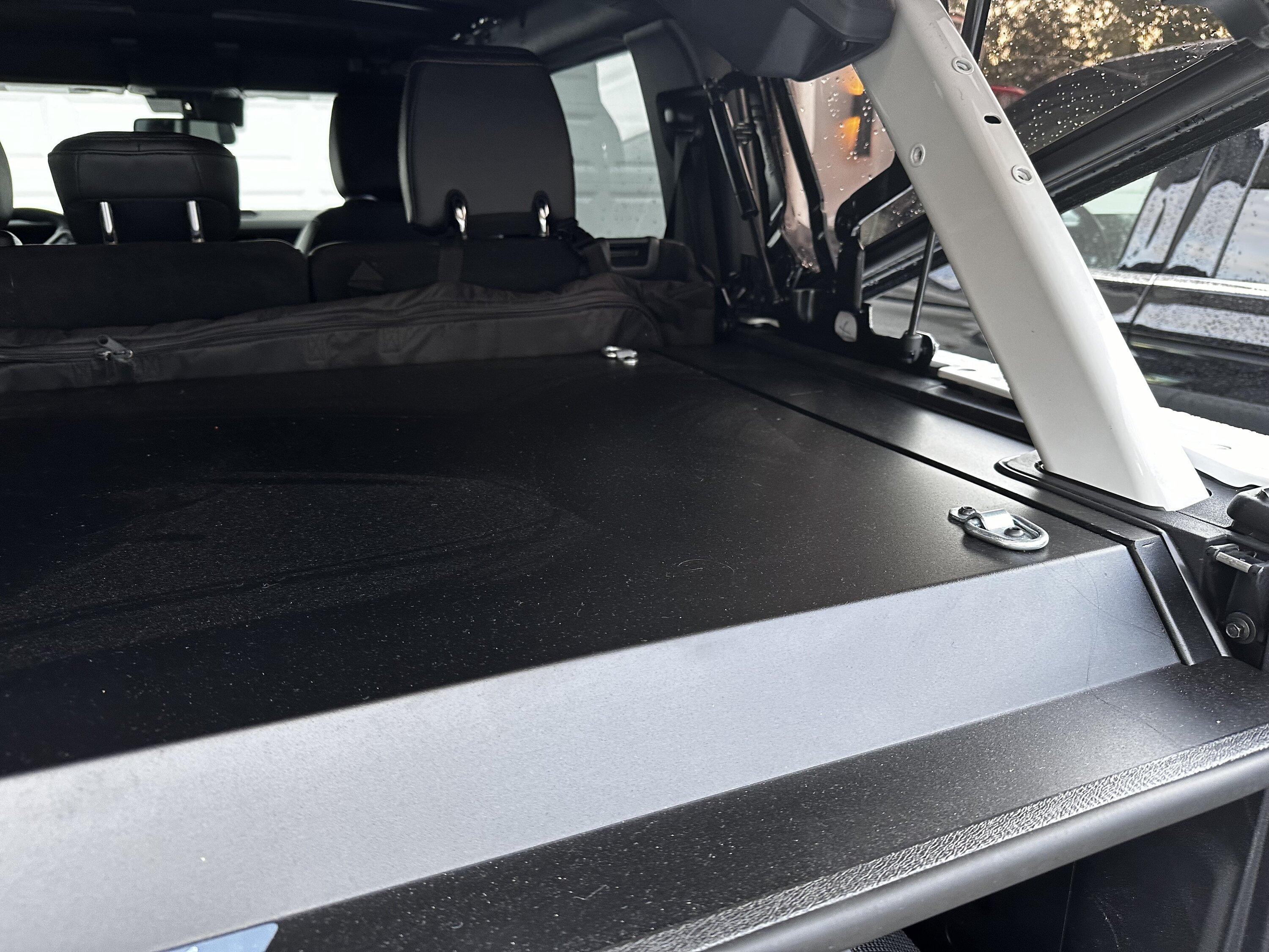 Ford Bronco Ford tailgate table interferes with cargo area enclosure IMG_9966