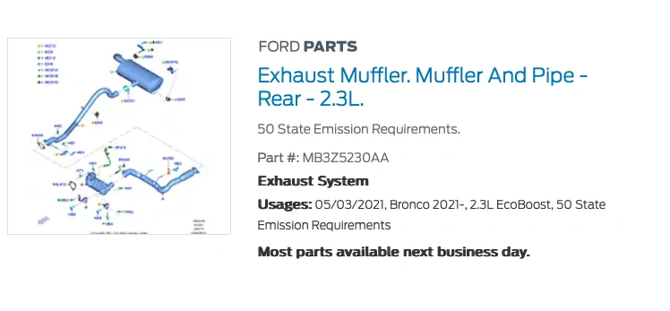 Ford Bronco Muffler/Exhaust Question 2.7l vs 2.3l Screenshot 2024-03-09 at 12.04.03 PM