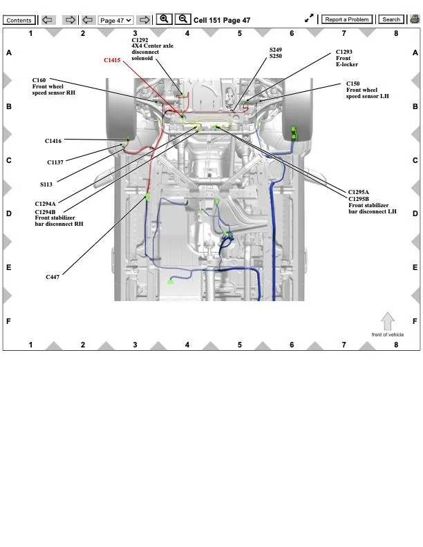 Ford Bronco Bronco Stabilizer Bar Disconnect Operational & Service Information Cell 151 Page 47