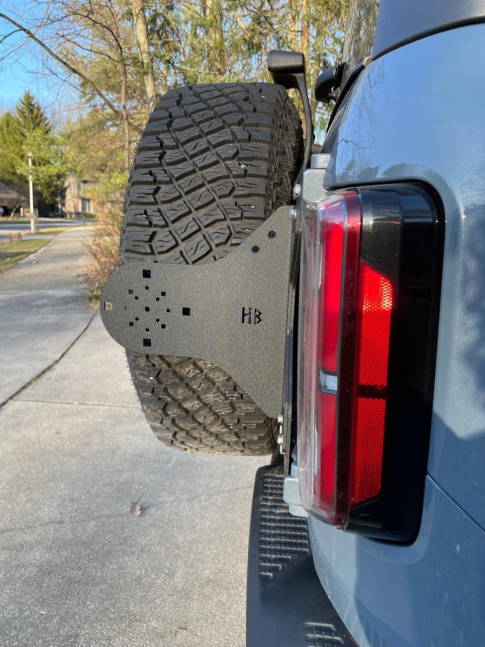 Ford Bronco Raptor Tailgate Hinges installed with Hammerbilt Bracket IMG_1645