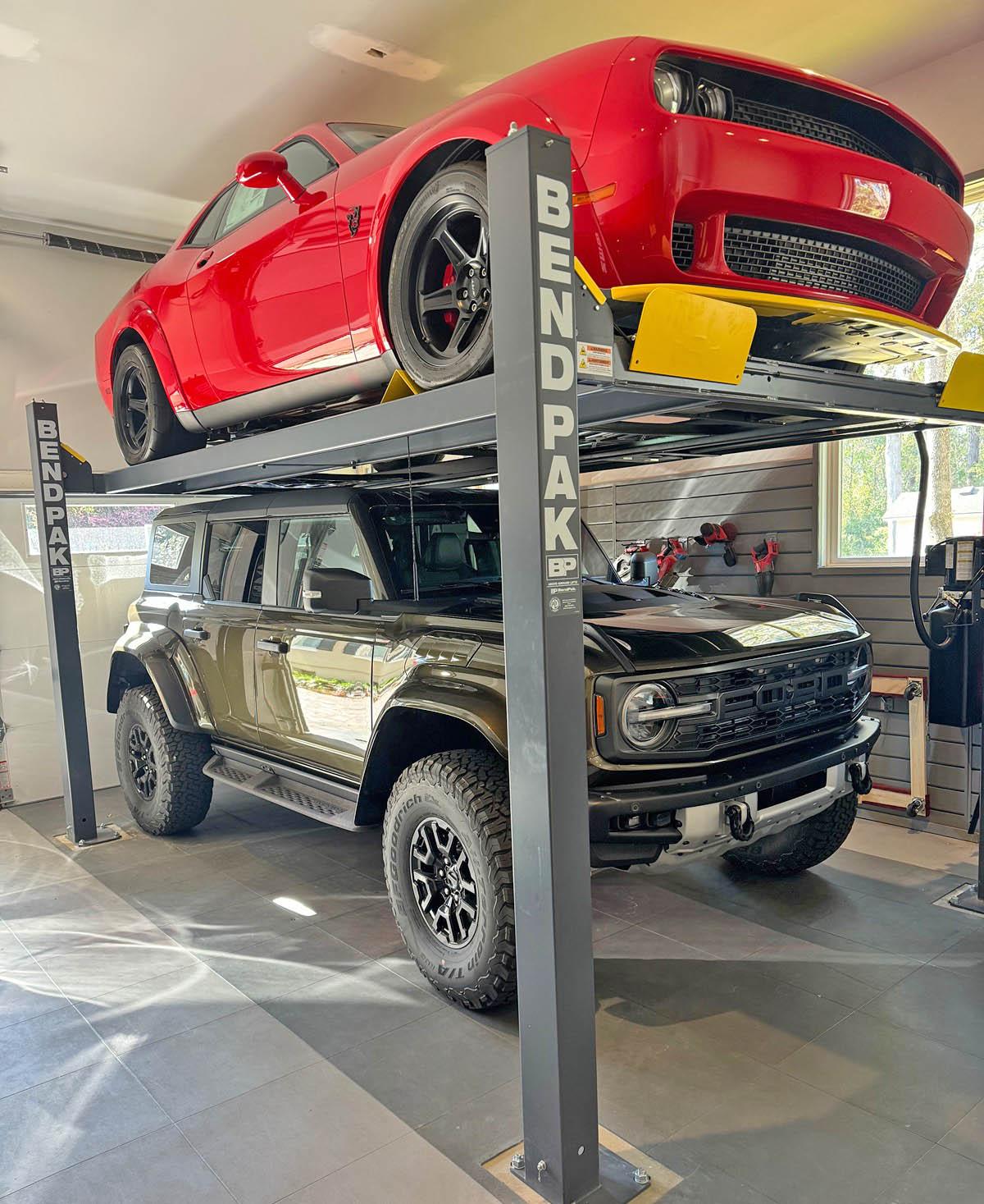 Ford Bronco Shelter Green 2024 Bronco Raptor in garage. sheltergreen-2024-bronco-raptor