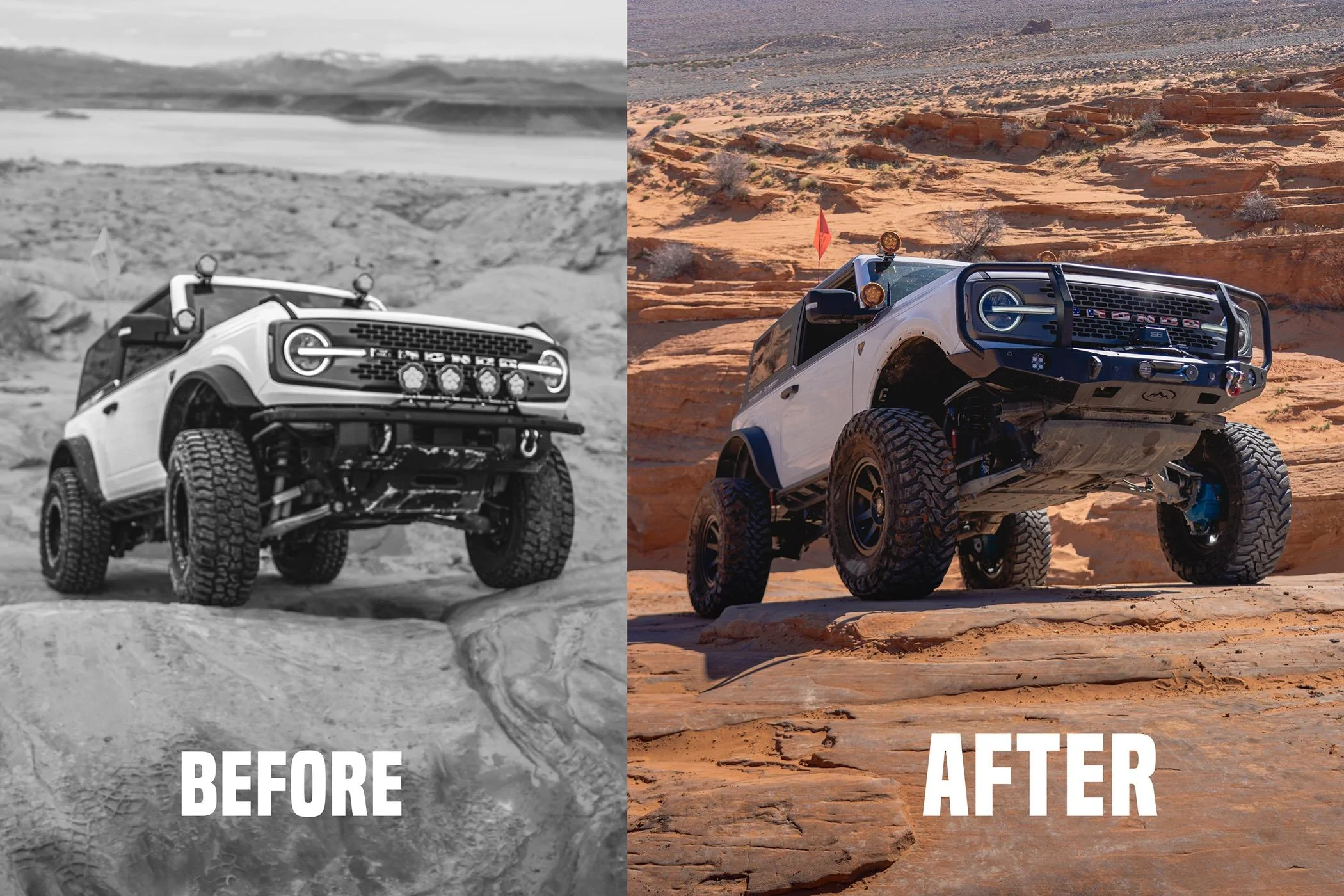 Ford Bronco 2021 Bronco Badlands Gets the Wild Horses 4x4 Treatment... Hoss 3.0 Suspension & Portals Explained Bronco-lifted-befre-afer