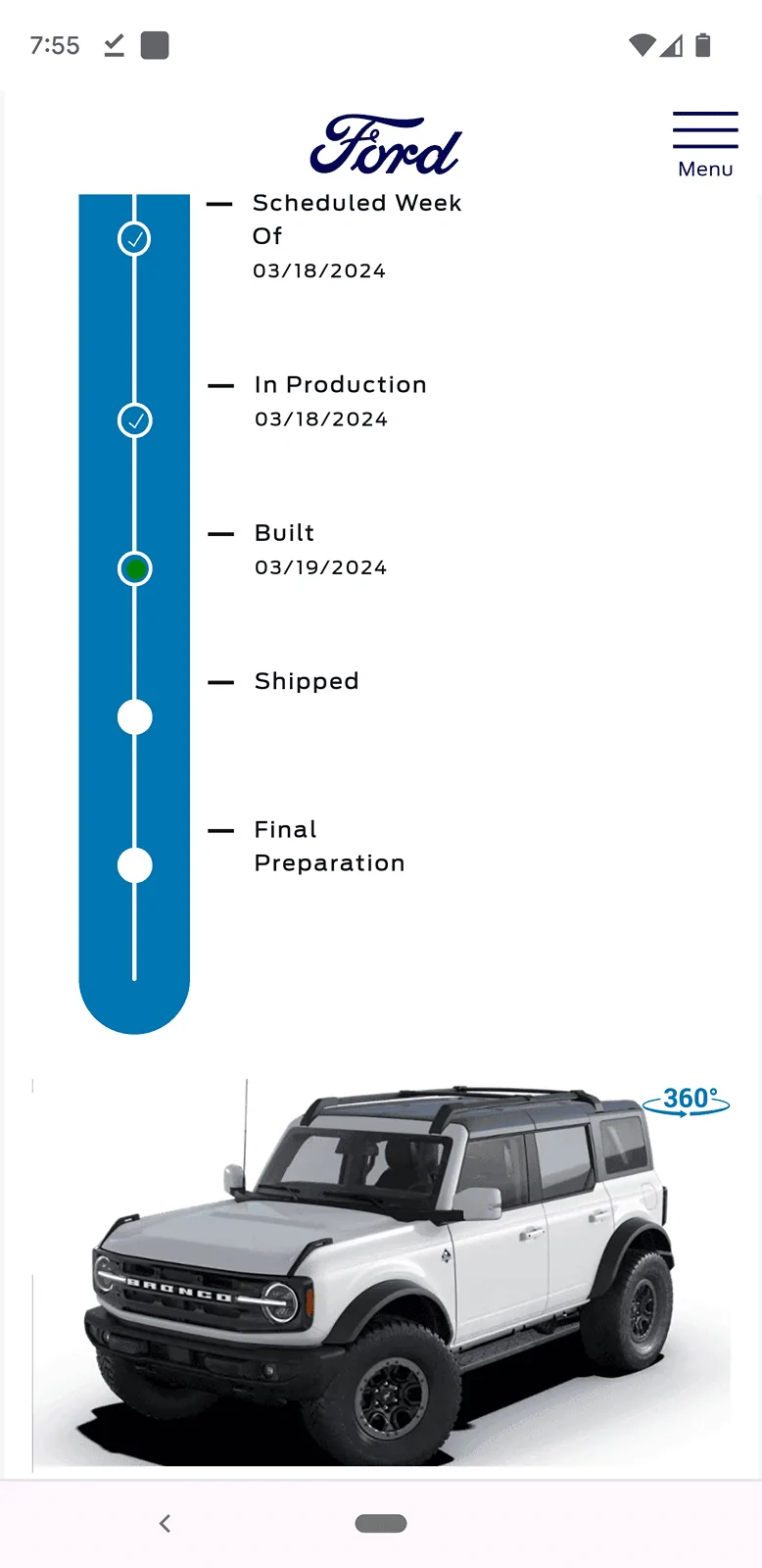 Ford Bronco Bronco Build Week 3/18/2024 Screenshot_20240320-075522