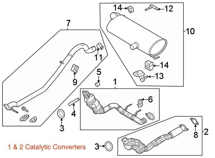 Ford Bronco Catalytic Converter Theft Prevention BroncoV6EcoExhaustAnnotated