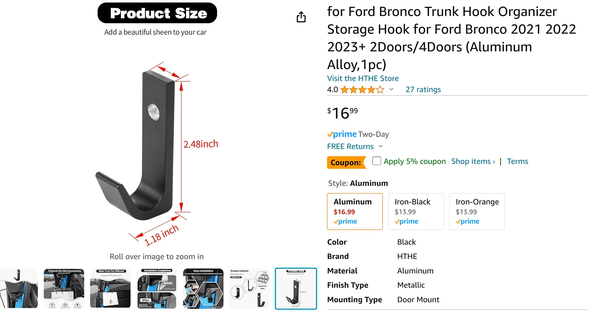 Ford Bronco Adding hanger hook