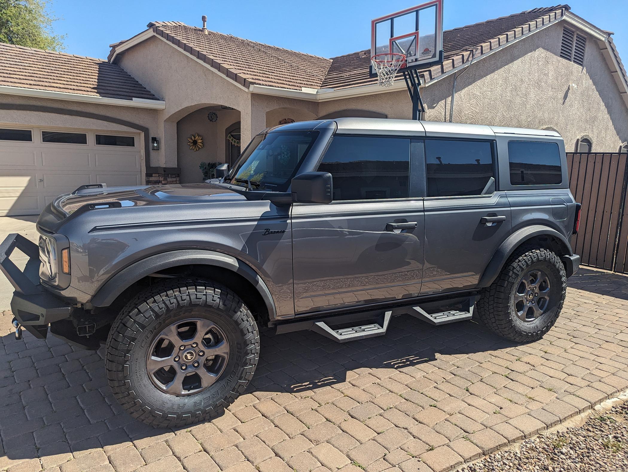 Ford Bronco 35's on stock Big Bend wheels. PXL_20240330_212947661