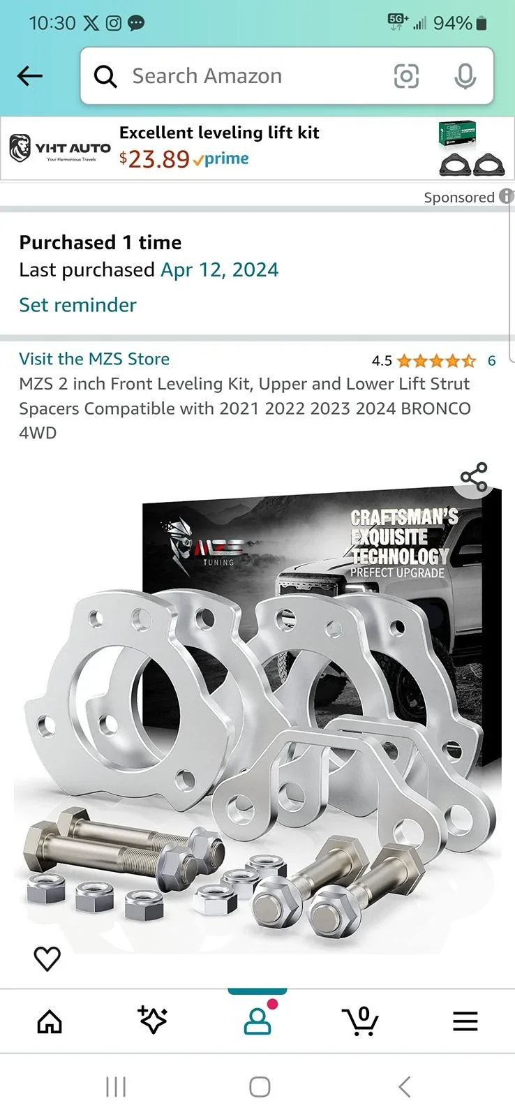 Ford Bronco Adding a front leveling kit to the rear? Screenshot_20240413_223054_Amazon Shopping