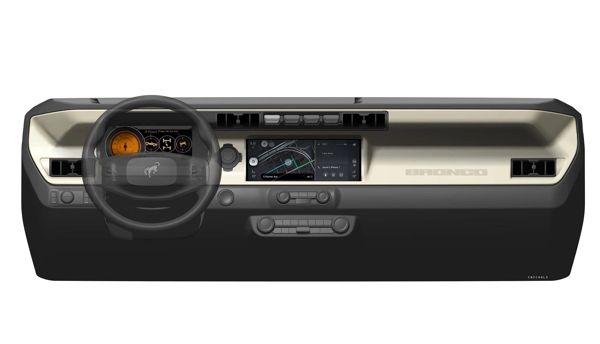 Ford Bronco Classic Bronco instrument cluster FordBronco_IP_Sketch
