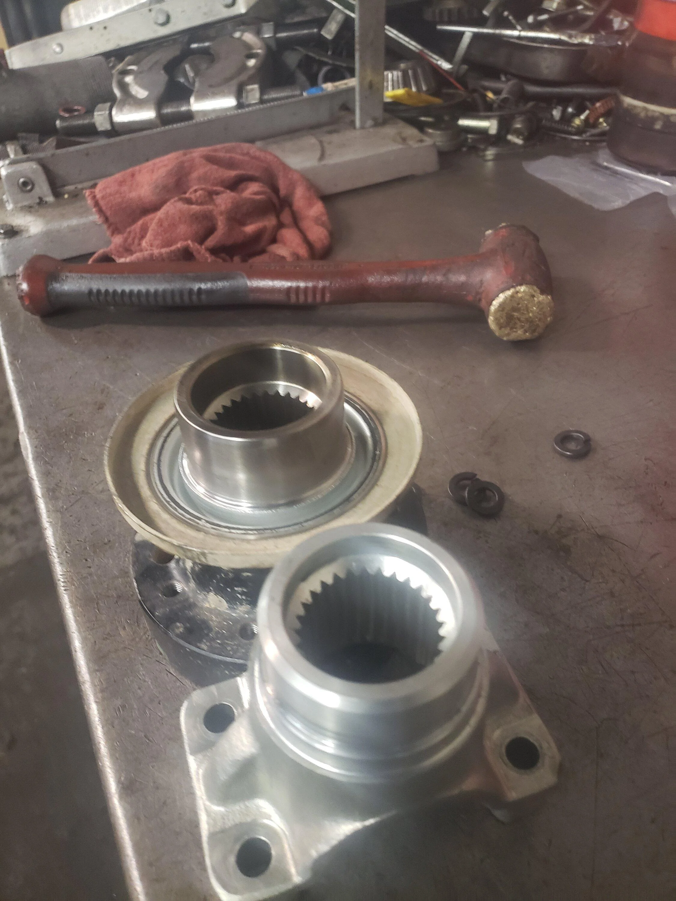 Ford Bronco Adams Driveshaft double cardan style driveshaft installed 20240425_155359