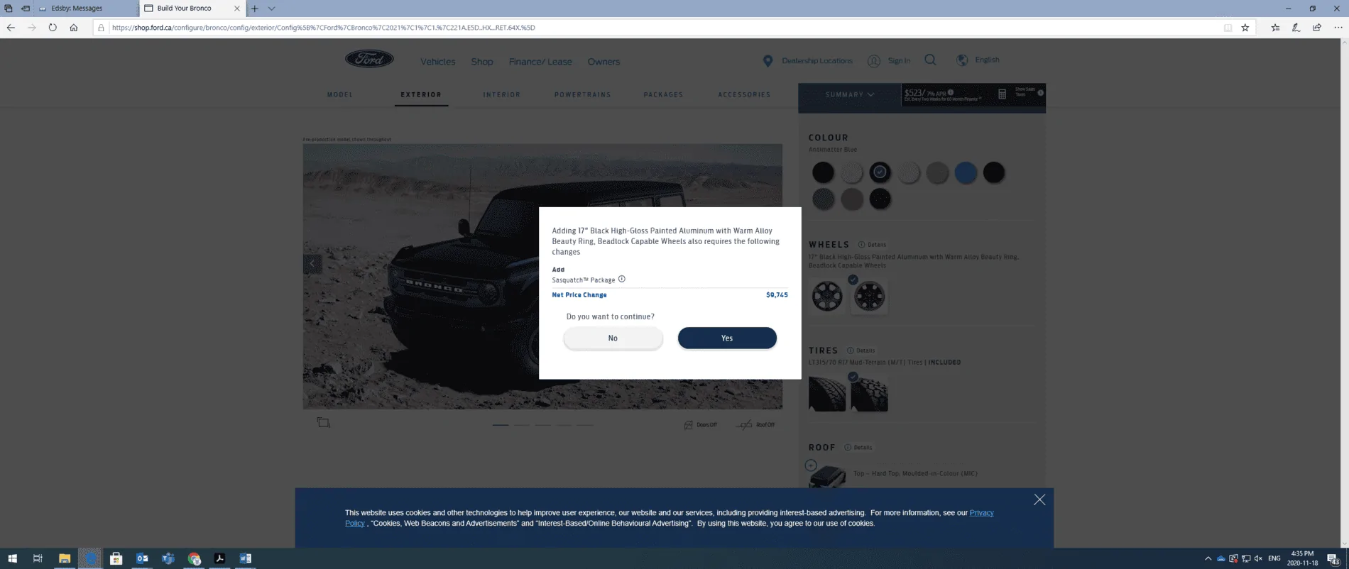 Ford Bronco Sasquatch Pkg $10K really?? 1605735353324