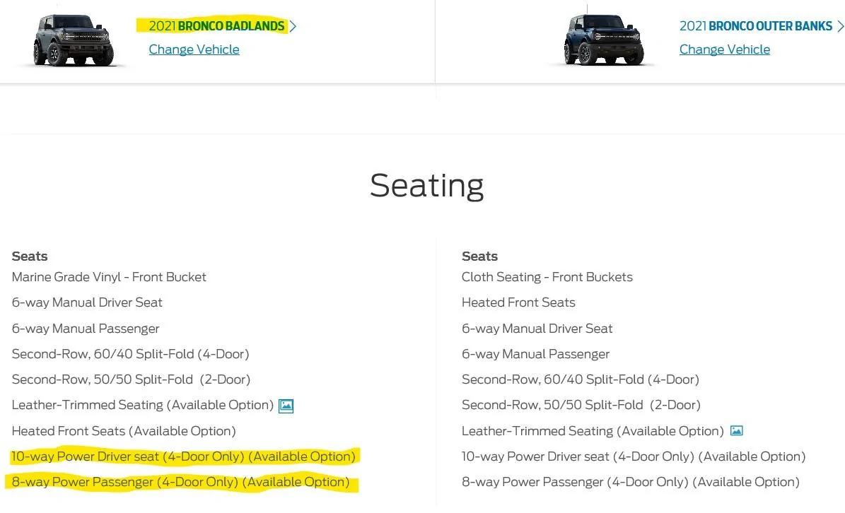 Ford Bronco Wildtrak interior pictures? seats power