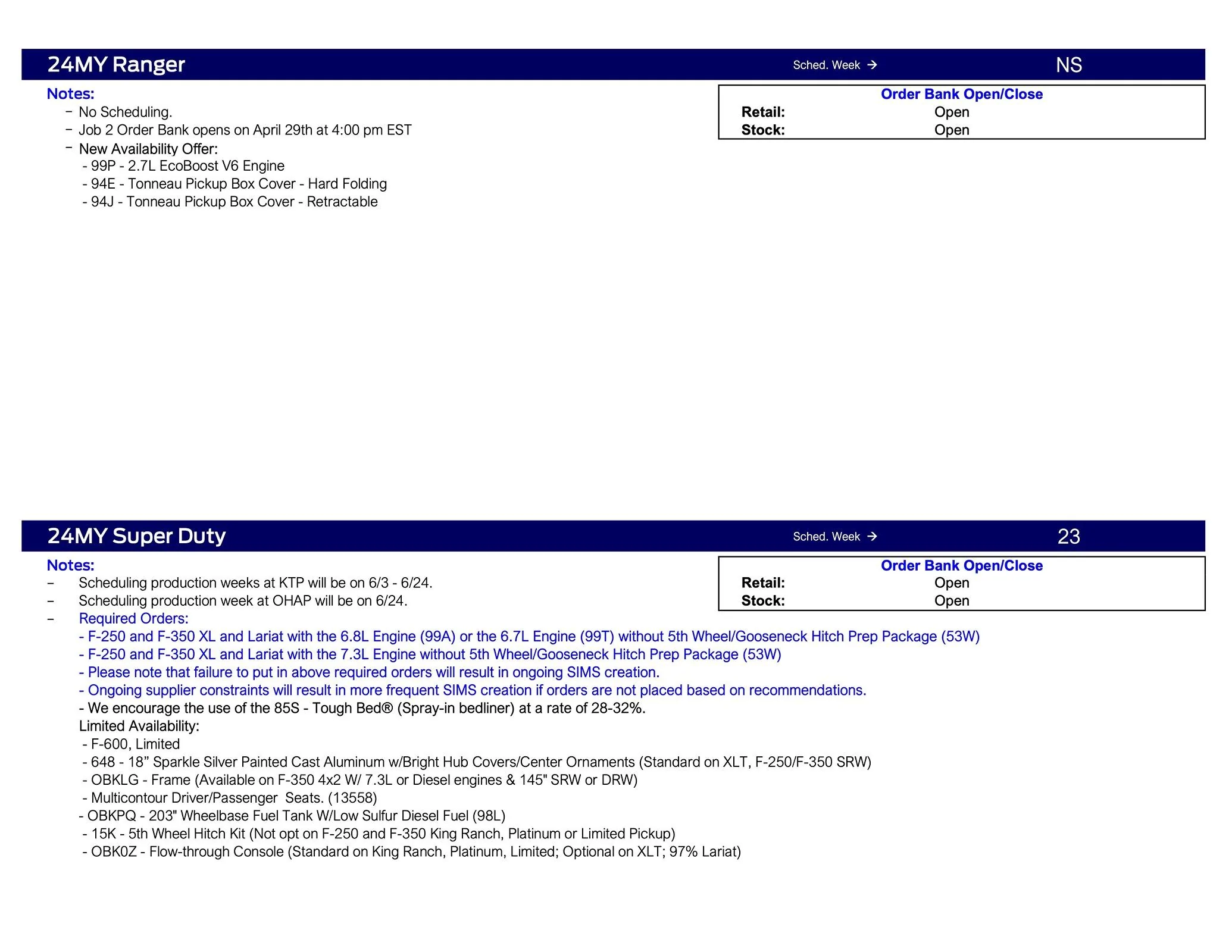 Ford Bronco 2024 Bronco No Scheduling This Week (5/2/24) Ford Scheduling Notes - 4.29.24-3