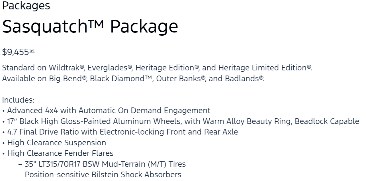 Ford Bronco What exactly is in "Sasquatch Package" ? 1714946573392-ub