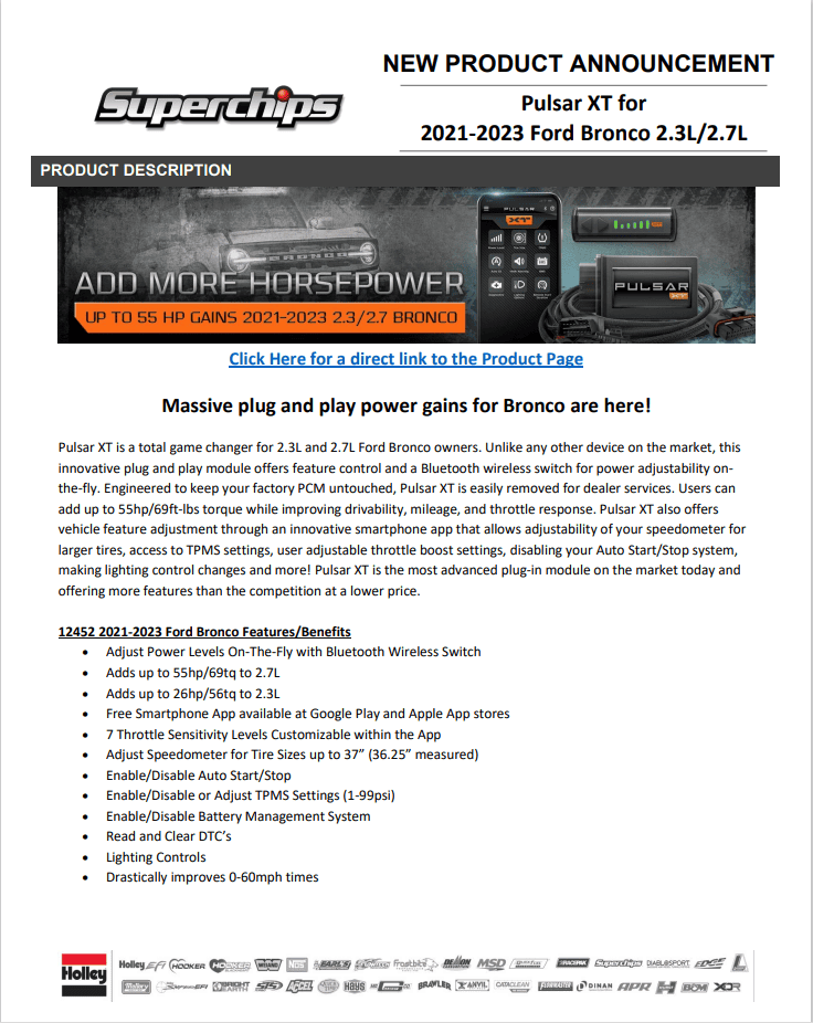 Ford Bronco Pulsar XT for Bronco 2.3_2.7