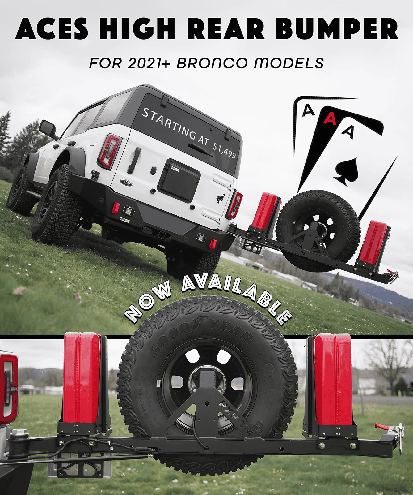 Ford Bronco Aces High Rear Bumper by Metal-tech 4x4 - Full Modular System - Build Out As You Wish Aces high IG