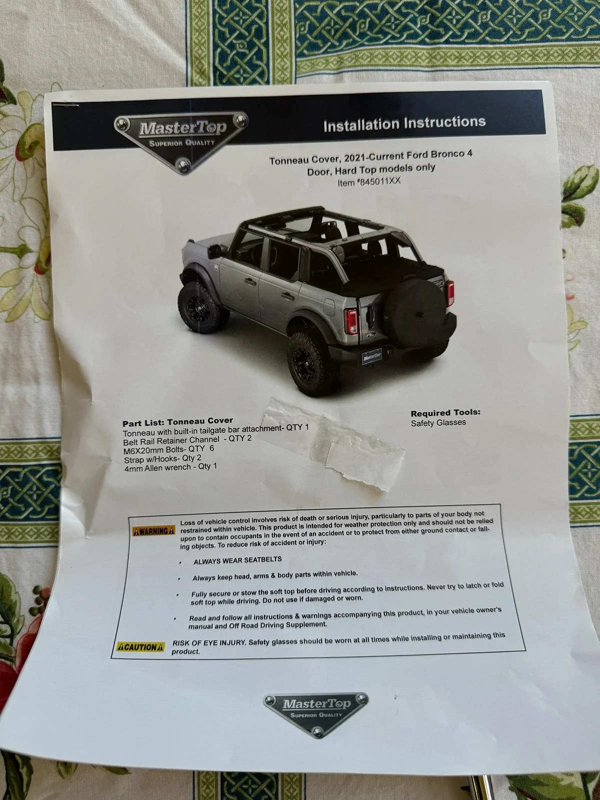 Ford Bronco Mastertop Tonneau Cover - My Review / Feedback IMG_1845