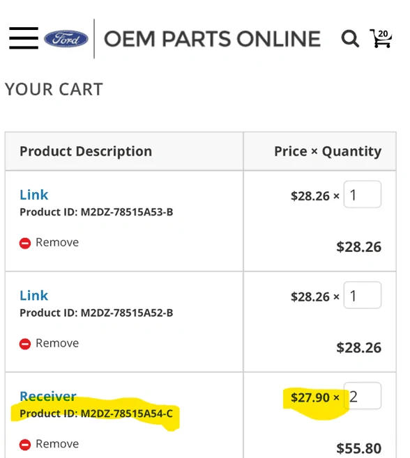 Ford Bronco Soft Top tailgate Receiver $1800 for a bracket ?! M2DZ-78515A54-C onlin