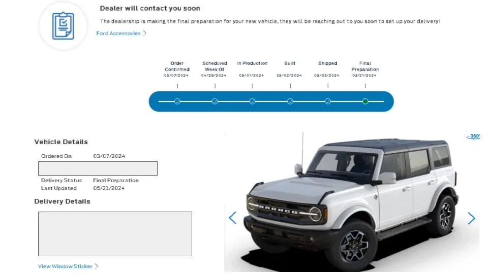 Ford Bronco Bronco Build week 4/29 bronco screen shot