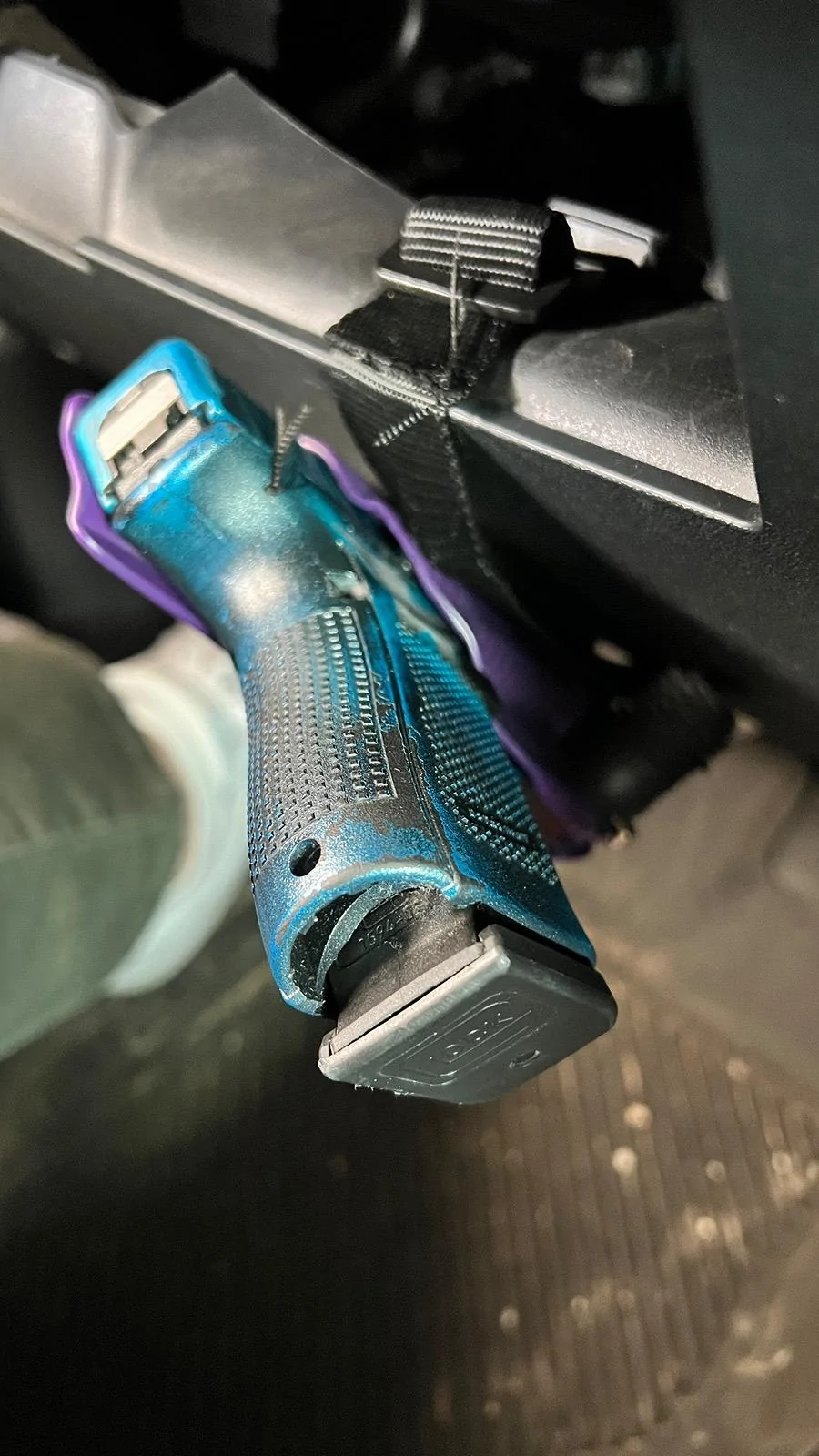 Ford Bronco DIY Holster under steering wheel IMG_4154