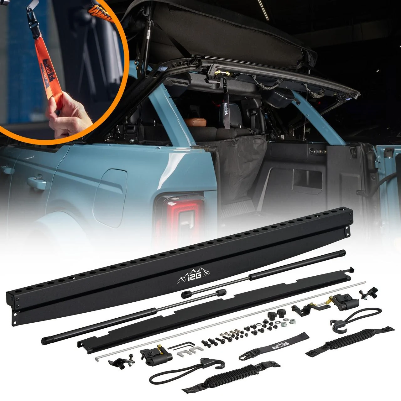 Ford Bronco New Product: IAG EZ-Pull Single Point Soft Top Release System - Special Introductory Discount IAG-KIT-F0004-01__93721.1717007470.1280.1280