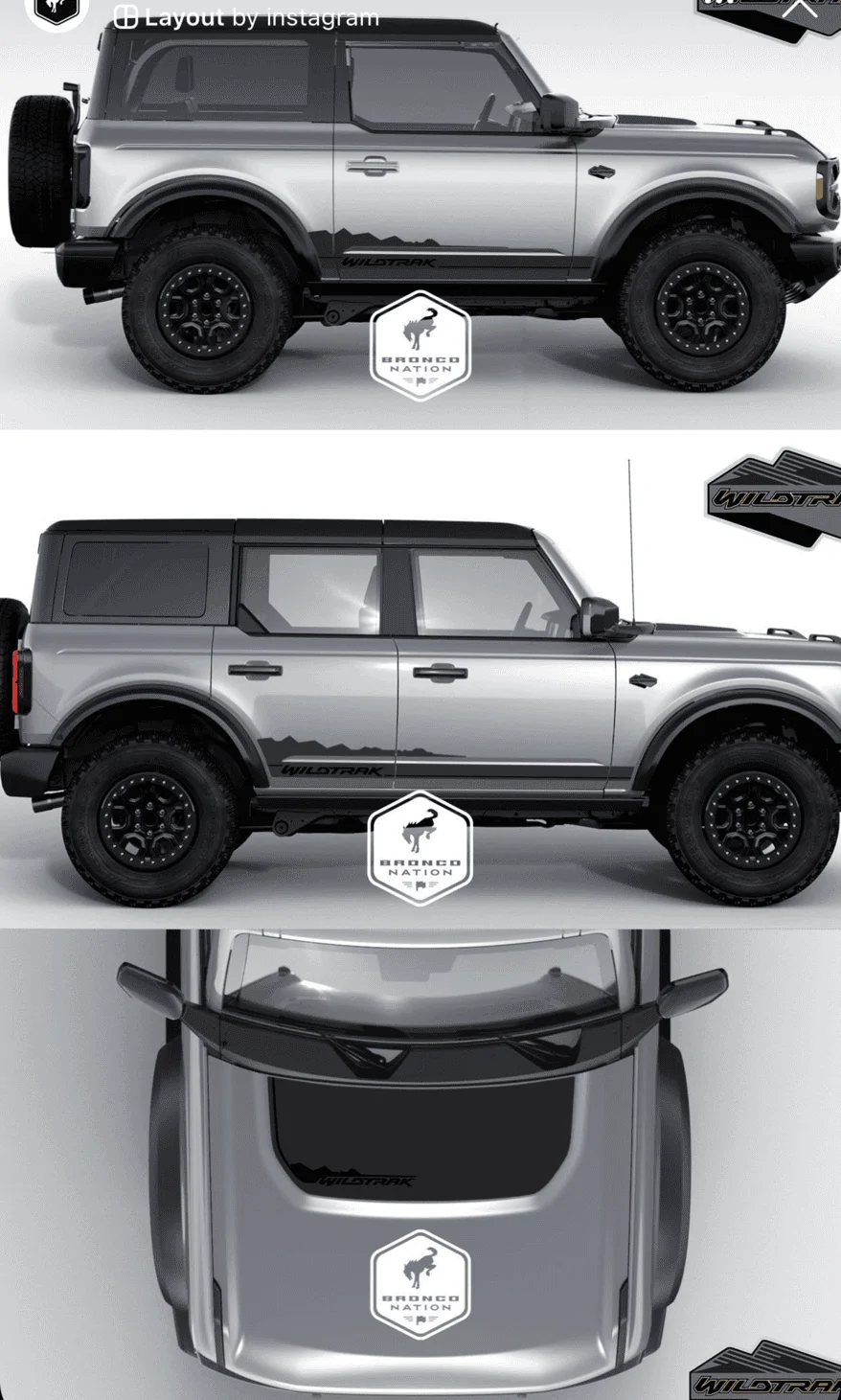 Ford Bronco Iconic Silver Paint Thread Wiltrak Door Decals Hood Decals 2021 Bronco Iconic Silver