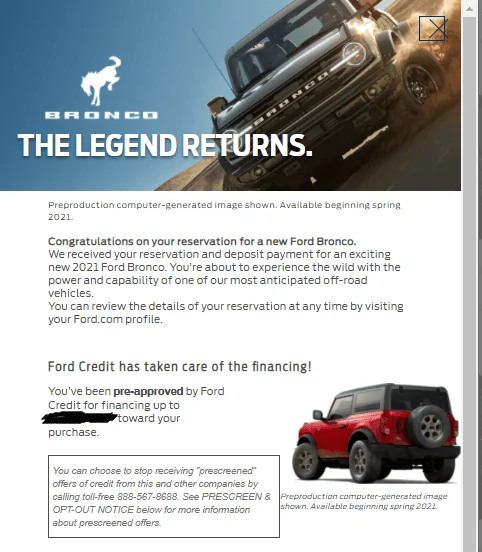 Ford Bronco Reservation page unavailable 1606234629168