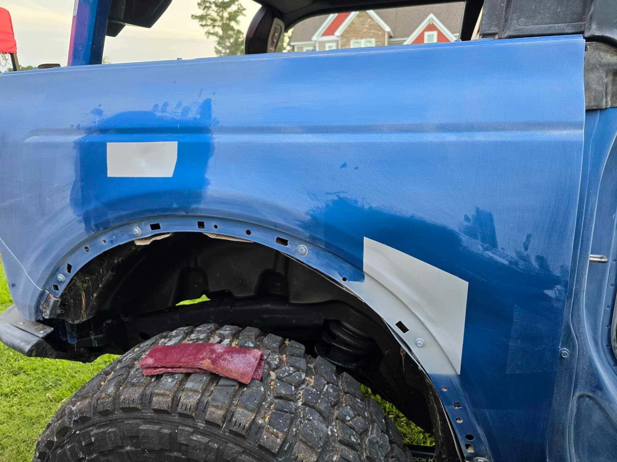 Ford Bronco Monstaliner Grabber Blue bed liner coating applied to Bronco exterior IMG_6177