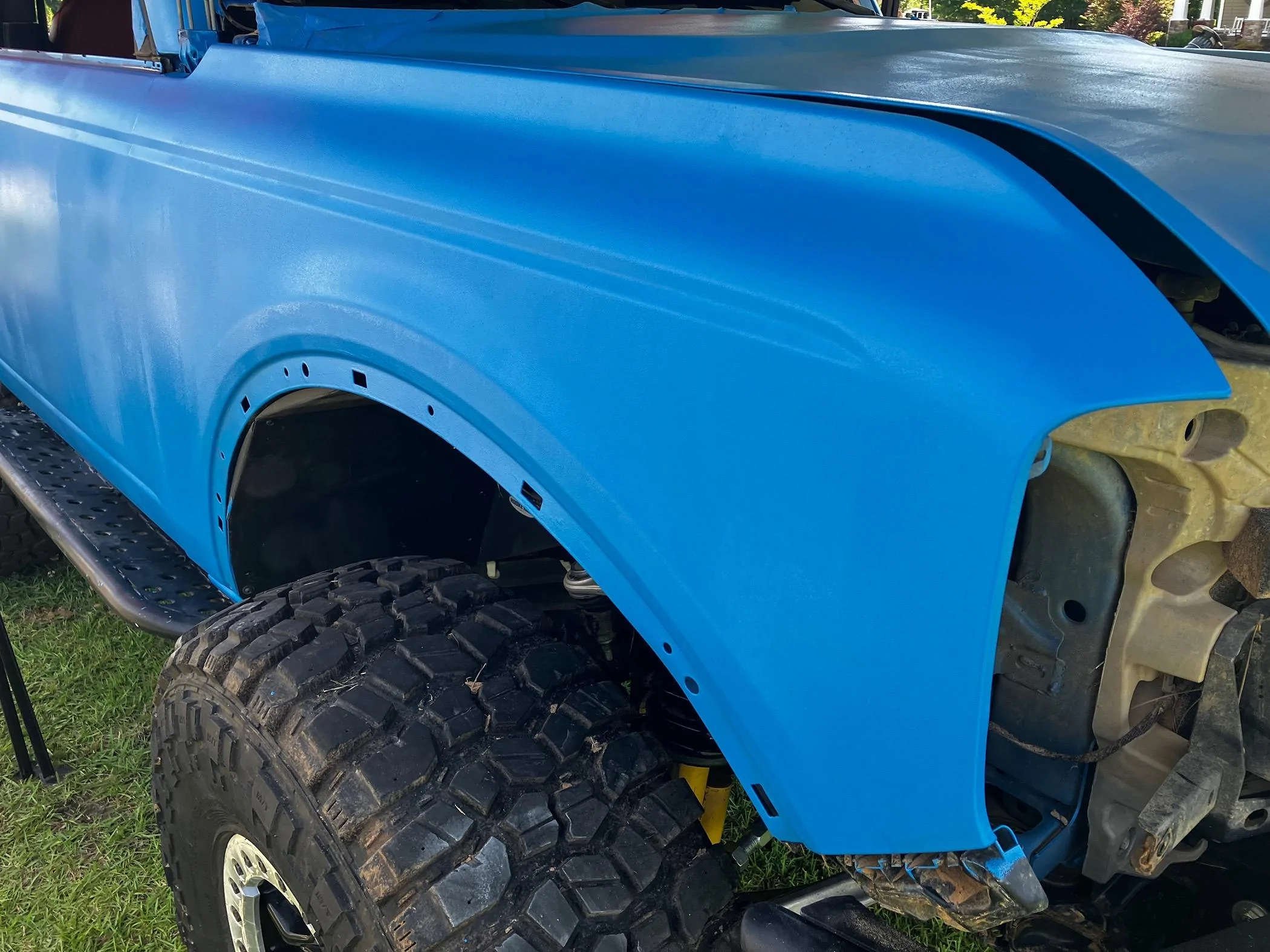 Ford Bronco Monstaliner Grabber Blue bed liner coating applied to Bronco exterior IMG_6163