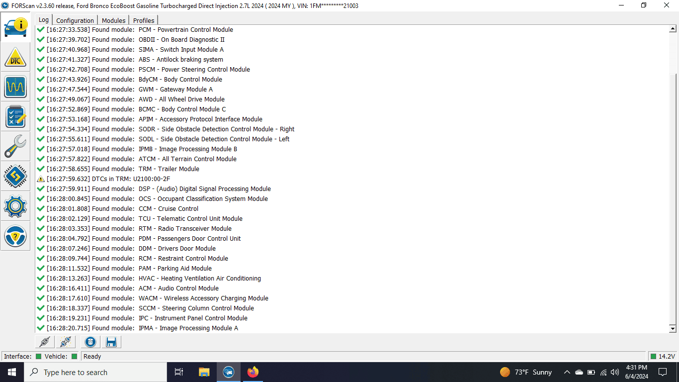 Ford Bronco DIY Factory Tow Package using OEM parts with Forscan As-built Data (without error codes) Screenshot (1)