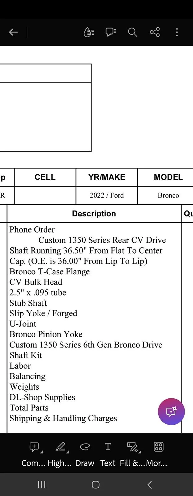 Ford Bronco Spicer Driveshaft initial impression and long term review. Screenshot_20240606_081642_Adobe Acrobat