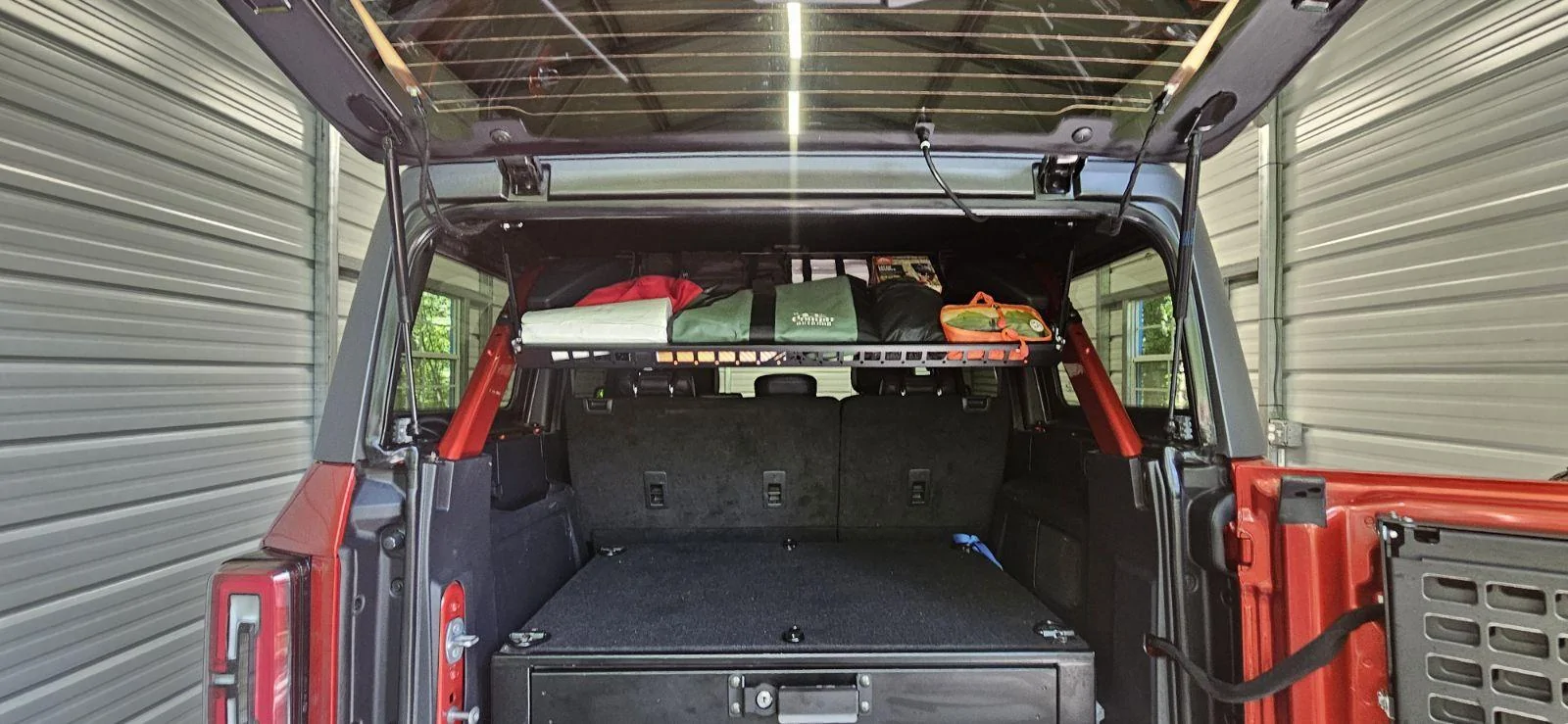 Ford Bronco Mountains2Metal's New Flip Down Attic Shelf IMG_20240608_184344