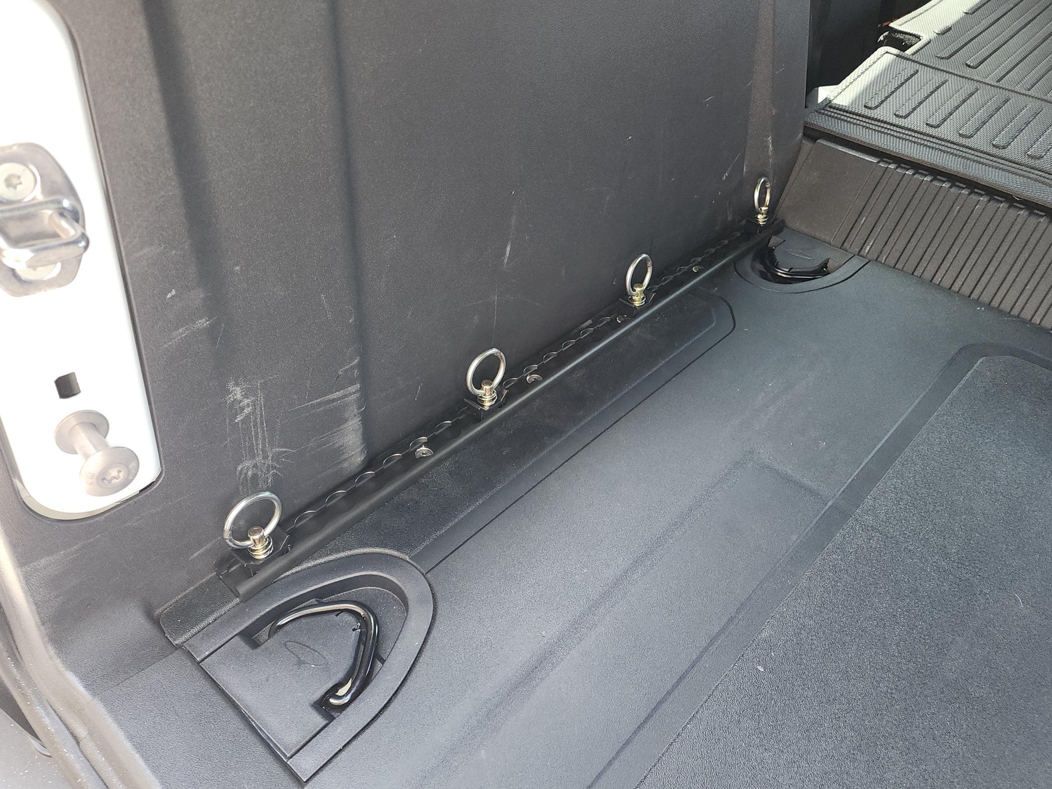 Ford Bronco Cargo area tie down rings track (airline track) install 20240608_134937