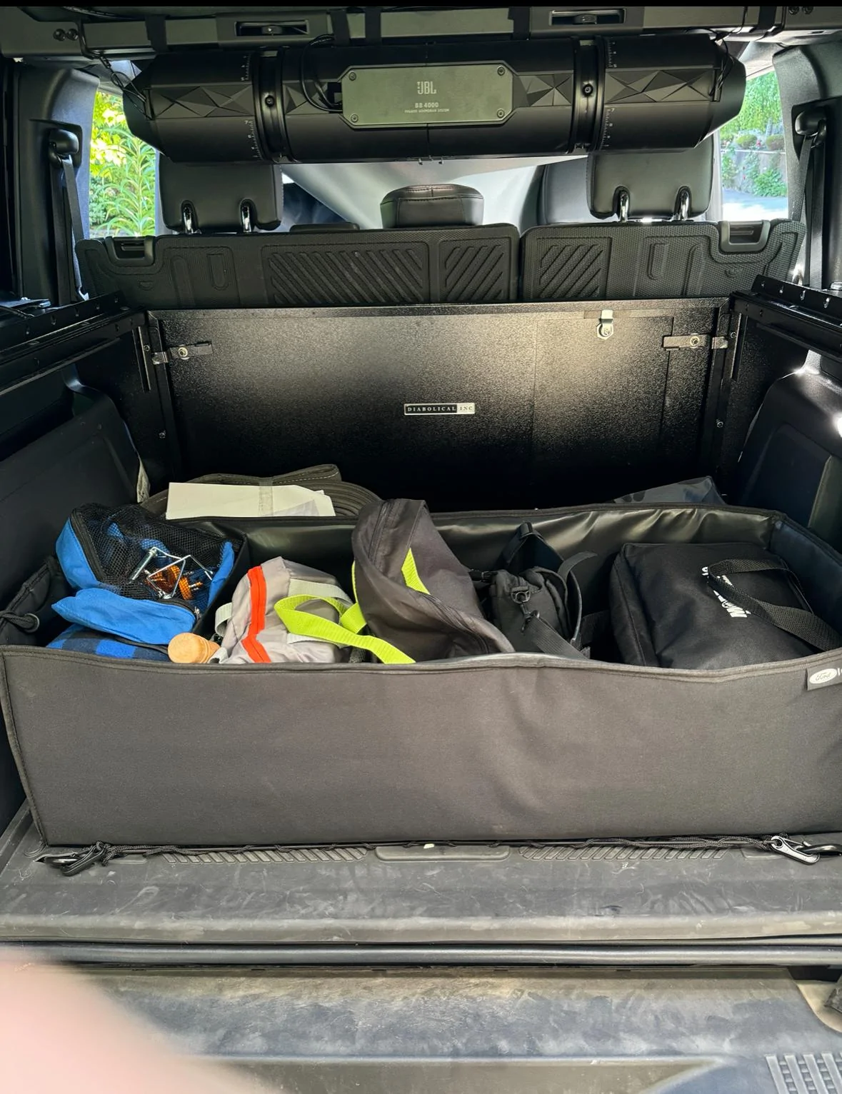 Bronco Raptor Rear Cargo Rear Cargo Storage Setup - Diabolical Slipstream vs EZ 4X4 Trunk ...