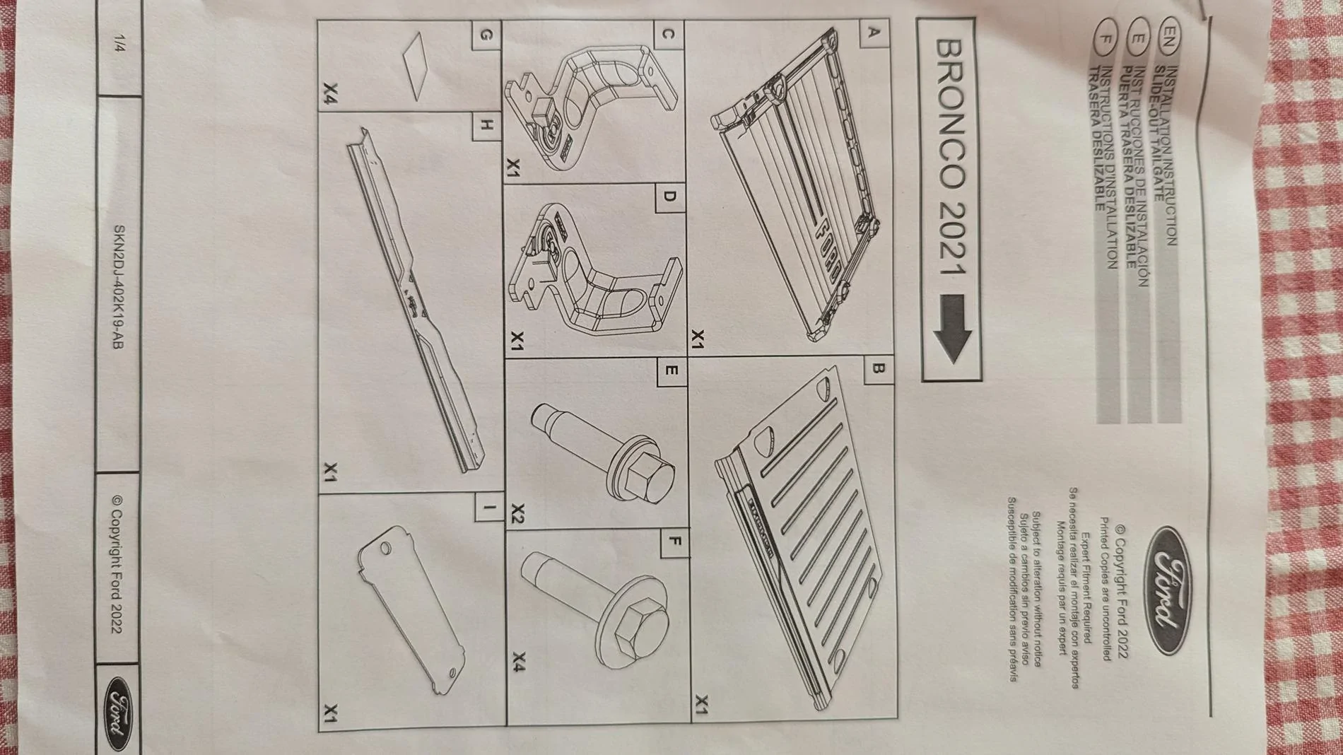 Ford Bronco Factory-installed slide-out tailgate removal PXL_20240702_123712488
