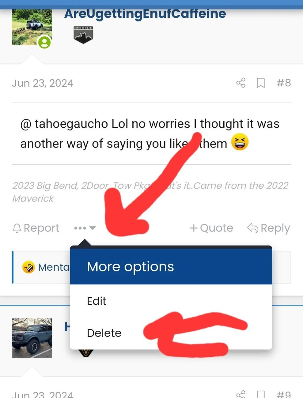 Ford Bronco how do you delete a post? Screenshot_20240702_200753_Chrom