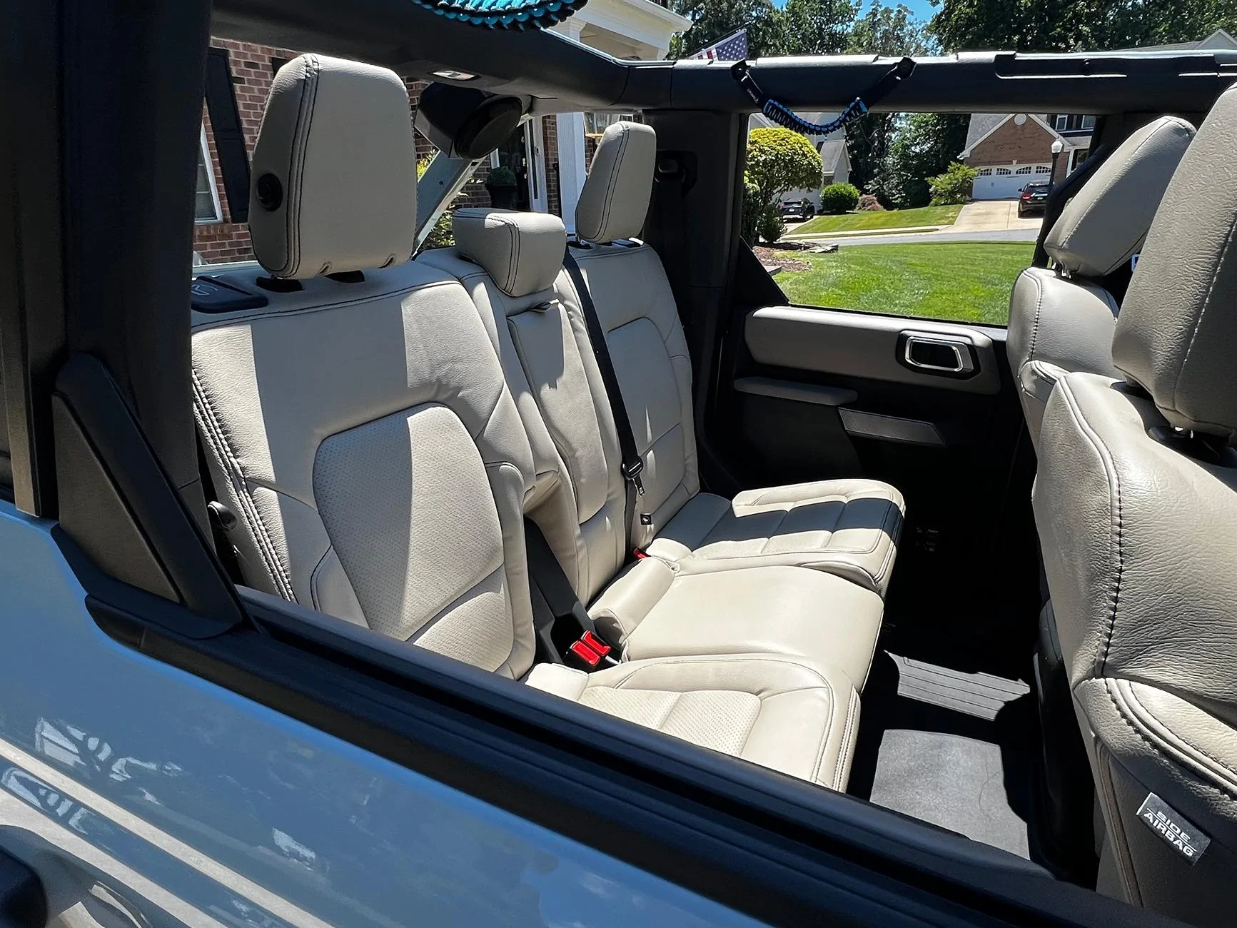 Ford Bronco Katzkin Leather Seats (sand + black stitching) installed IMG_1779