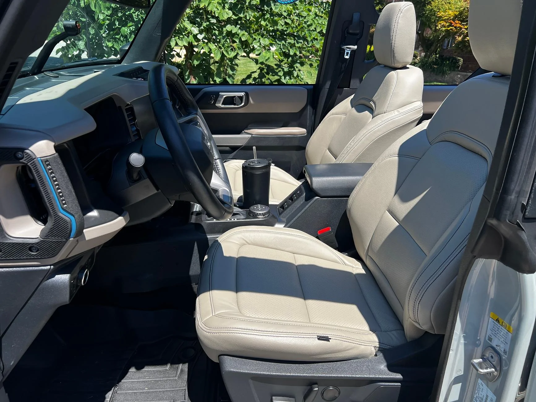 Ford Bronco Katzkin Leather Seats (sand + black stitching) installed IMG_1789
