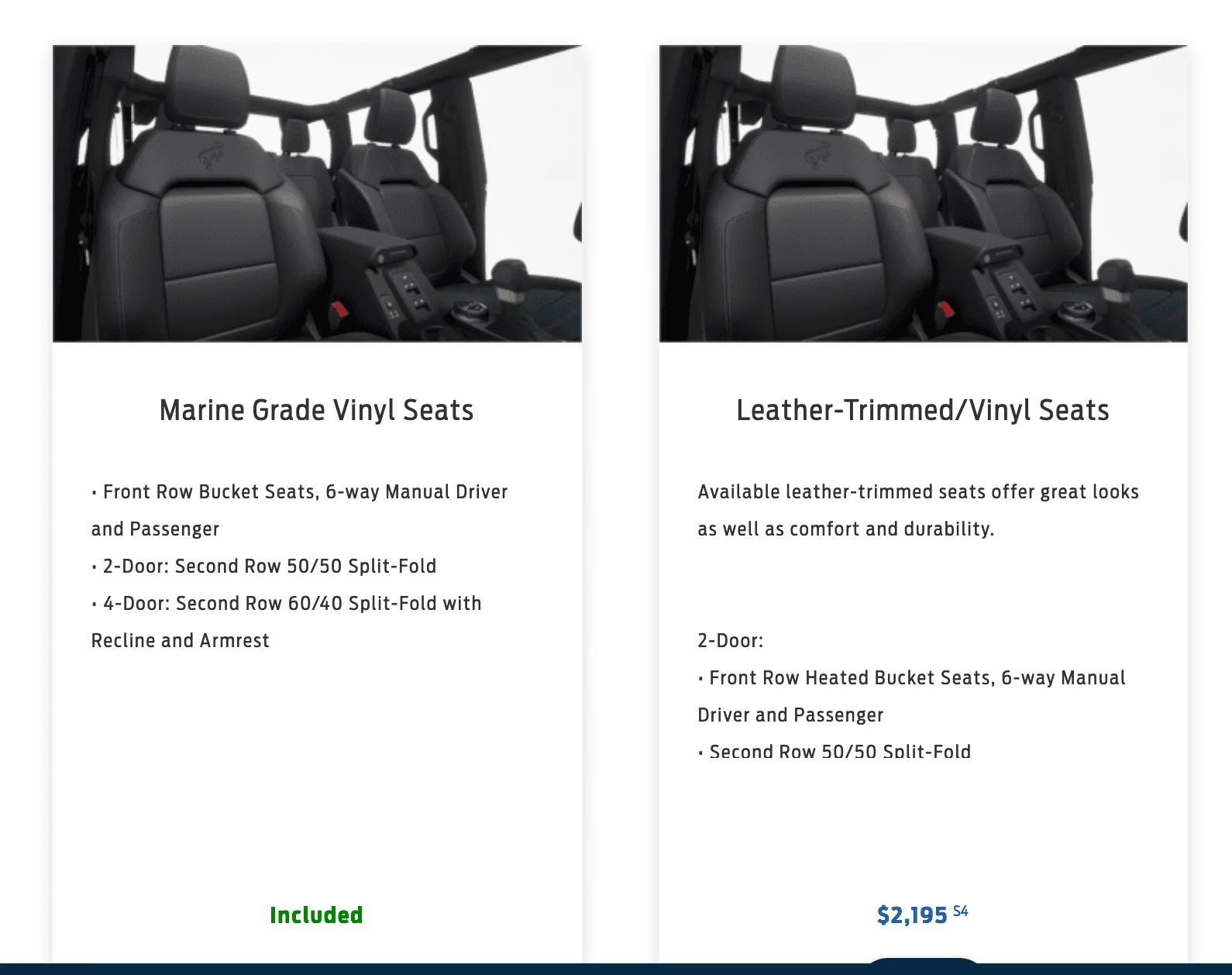 Ford Bronco Badlands Vinyl vs Leather Screen Shot 2020-11-24 at 6.56.04 PM
