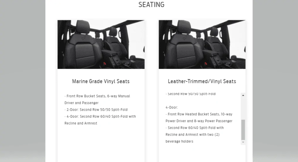 Ford Bronco B&P options badseat