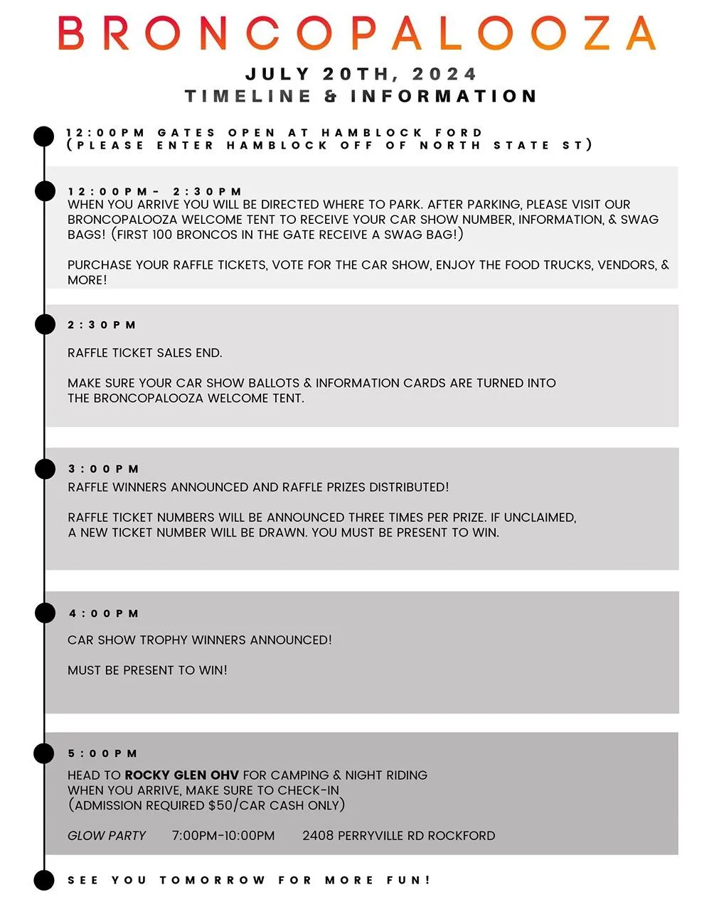 Ford Bronco Northern Illinois Broncopalooza schedul