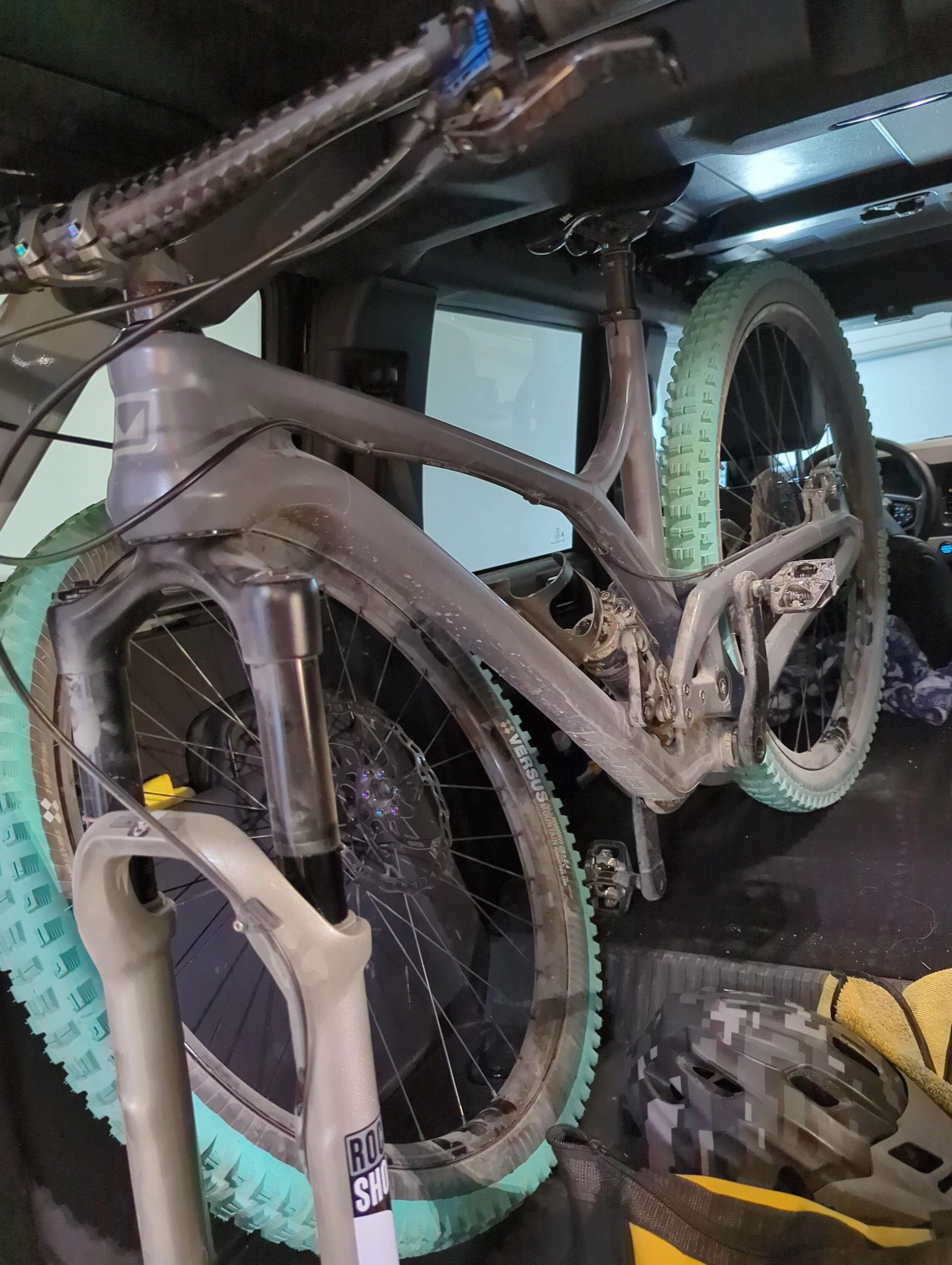 Ford Bronco Got Bikes? Cheap, safe bike storage! DIY fork holder rack using a 2x6 1000003376