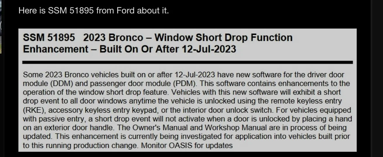 Ford Bronco Much needed "Enhanced Window Operation" OTA software update now installing IMG_3790