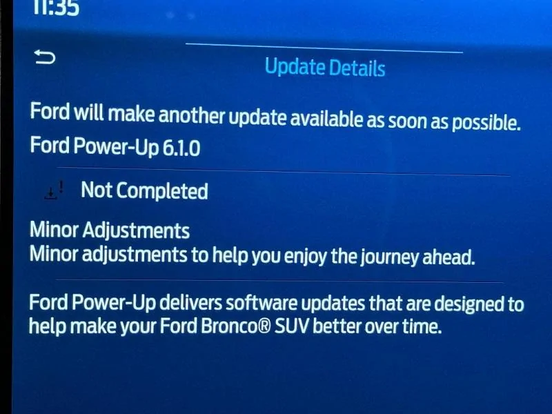 Ford Bronco Software current version check and OTA update issue? Updat