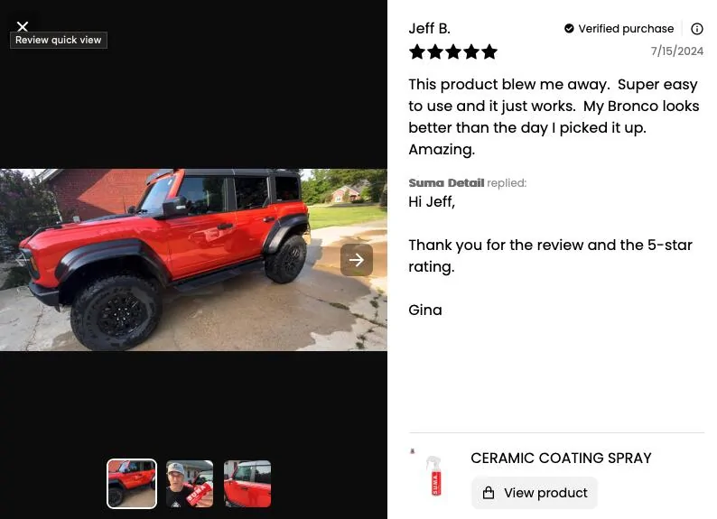 Ford Bronco SUMA Ceramic Coating Spray | Customer's Reviews Screenshot_2024-07-15_at_9.40.20_PM