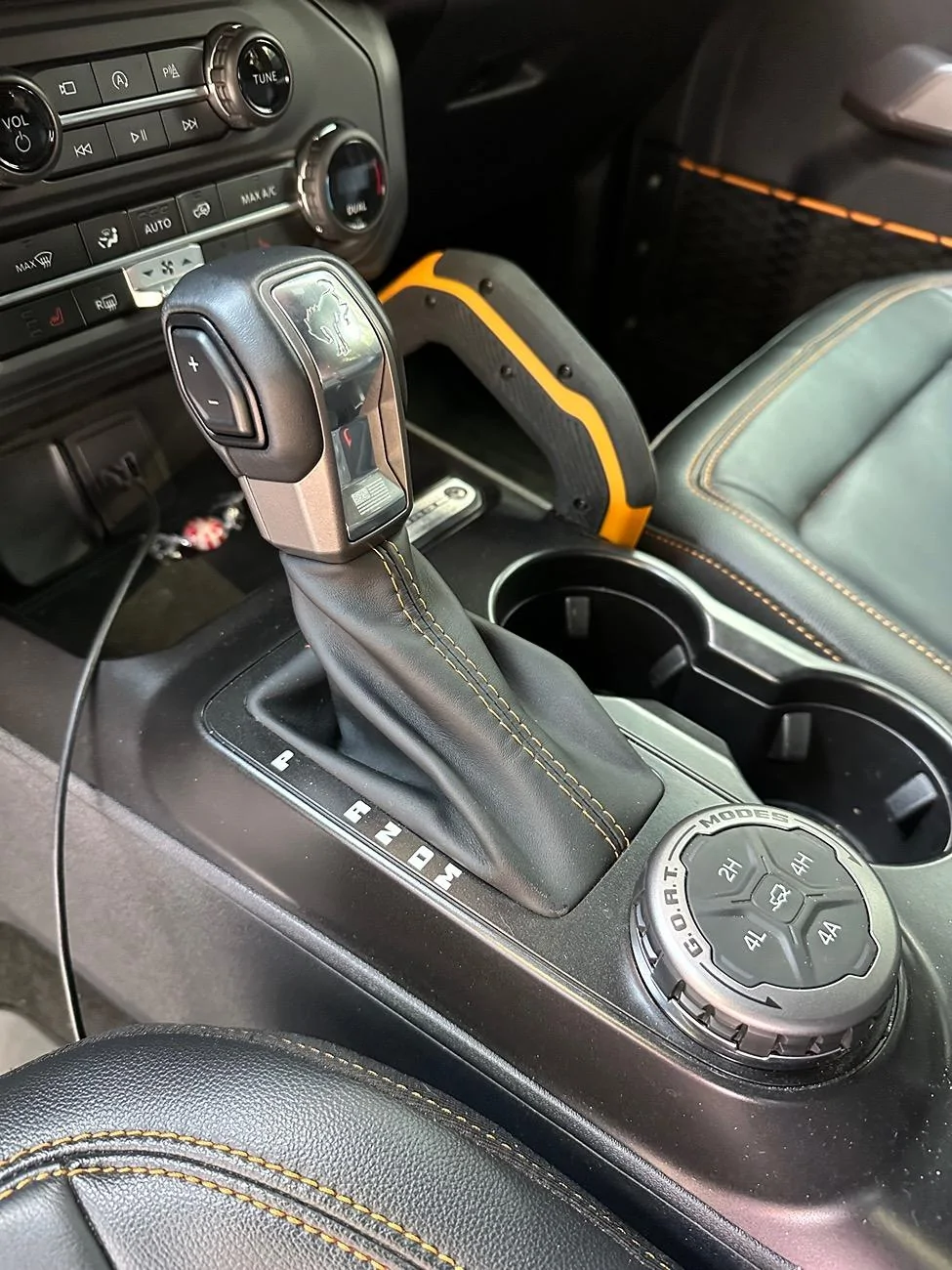 Ford Bronco Redline Goods nappa leather steering wheel wrap, armrest and shift boot IMG_8431