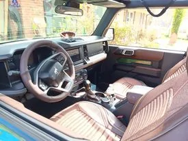 Ford Bronco Redline Goods nappa leather steering wheel wrap, armrest and shift boot bronco inteior
