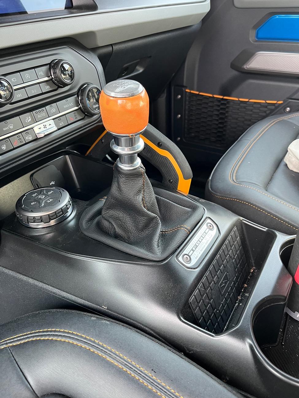 Ford Bronco Redline Goods nappa leather steering wheel wrap, armrest and shift boot IMG_6907
