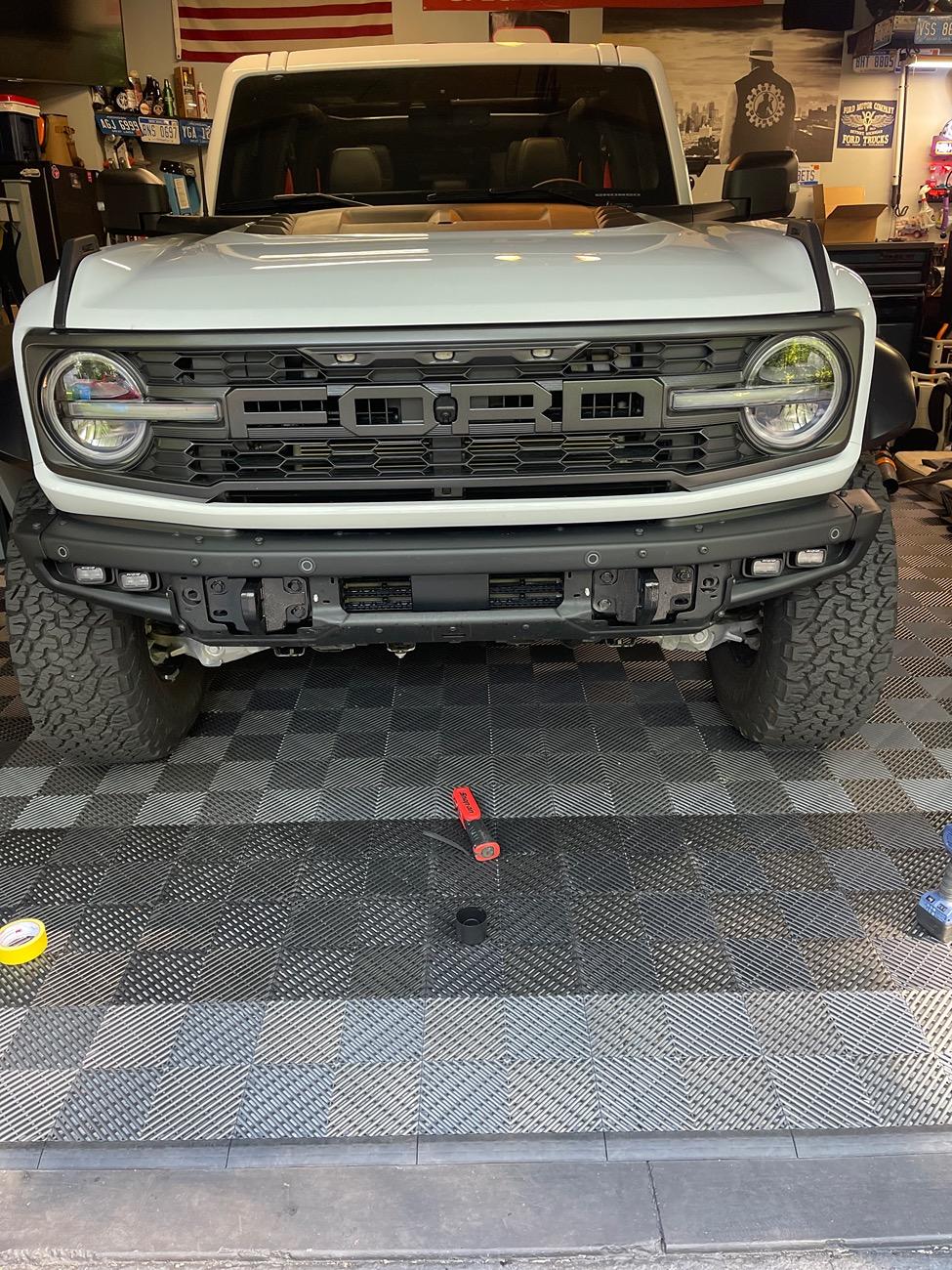 Ford Bronco Fixed the front end... blacked out Bronco Raptor skid plate & bumper cover trim IMG_1774