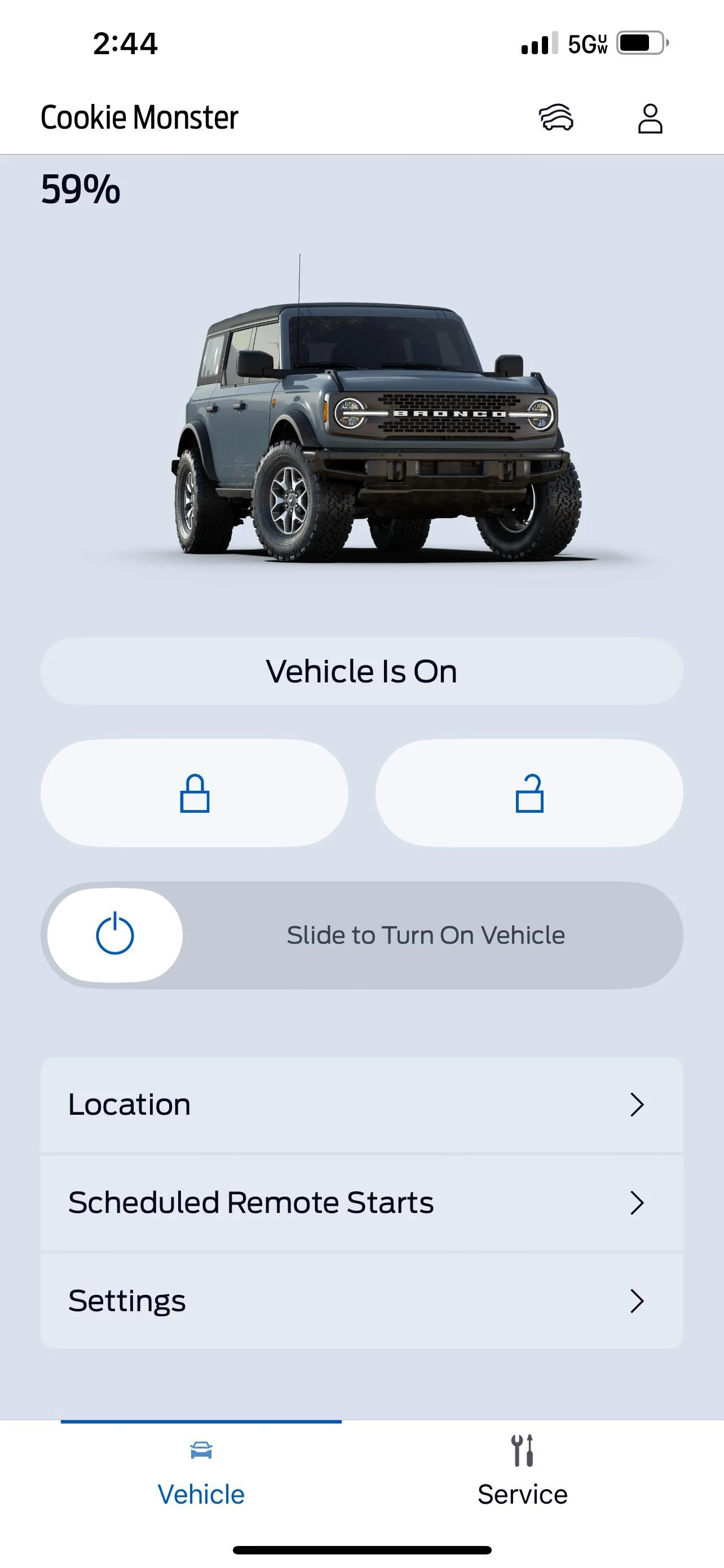 Ford Bronco App says vehicle is on IMG_7568